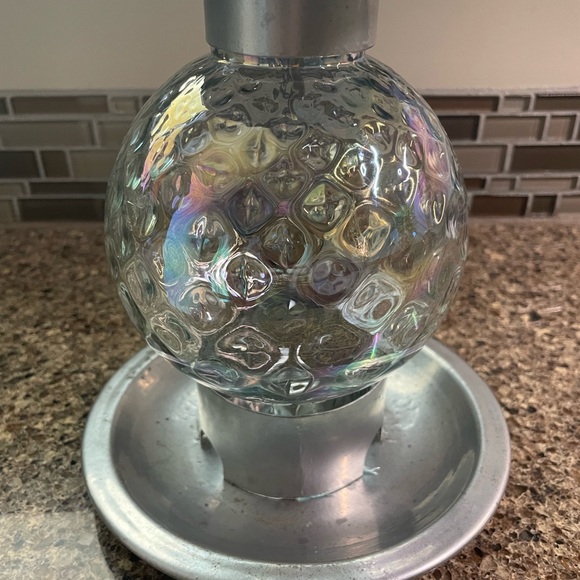 Silver Bird Lantern with Glass Globe - Picture 3 of 5